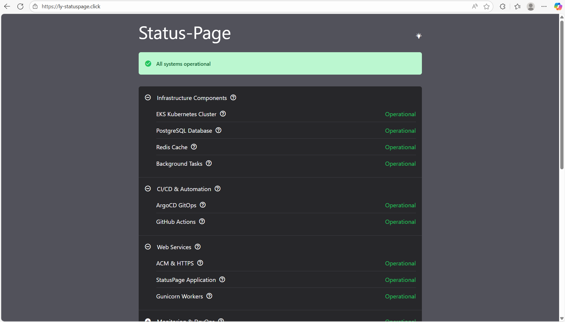 Status Page UI